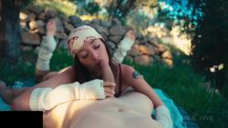 I get a deep blowjob from lolawoo in the open field with her big ass and sexy lingerie
