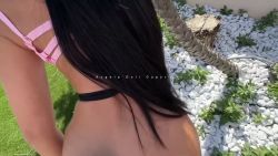 Angela Doll takes anal outdoors on the grass in bunny cosplay