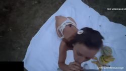 Real Couple POV Blowjob on Lakeside Towel